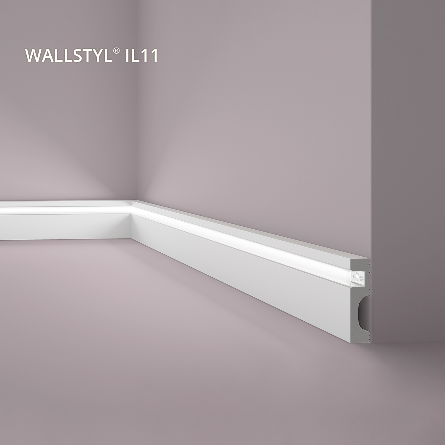 Decke : Sockelleiste NMC IL11 WALLSTYL Noel Marquet Zierleiste Stuckleiste  für Indirekte Beleuchtung inkl. Licht-Diffusor Modernes Design grau 2 m